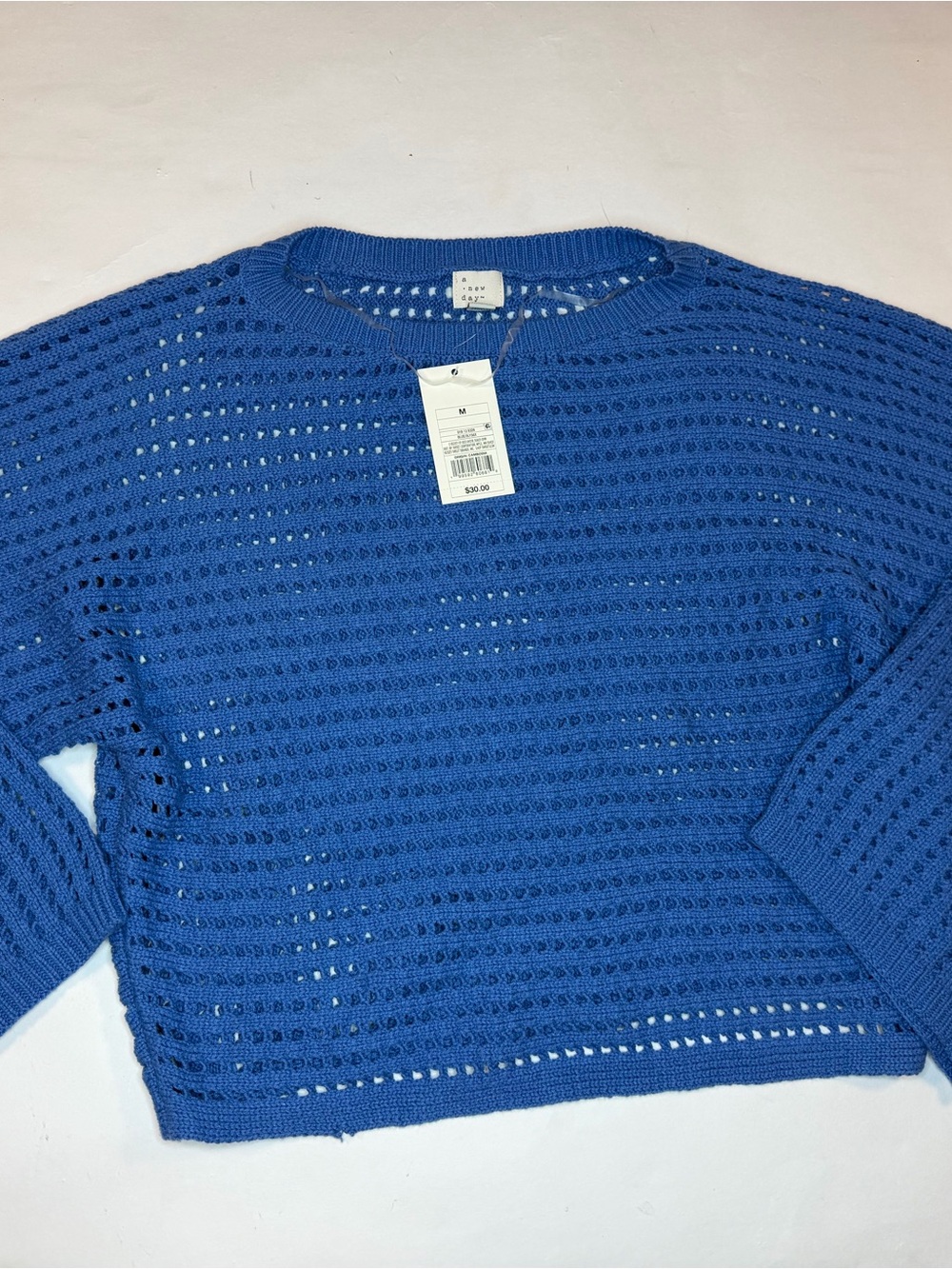 a new day Royal Blue Open-Knit Crewneck Sweater